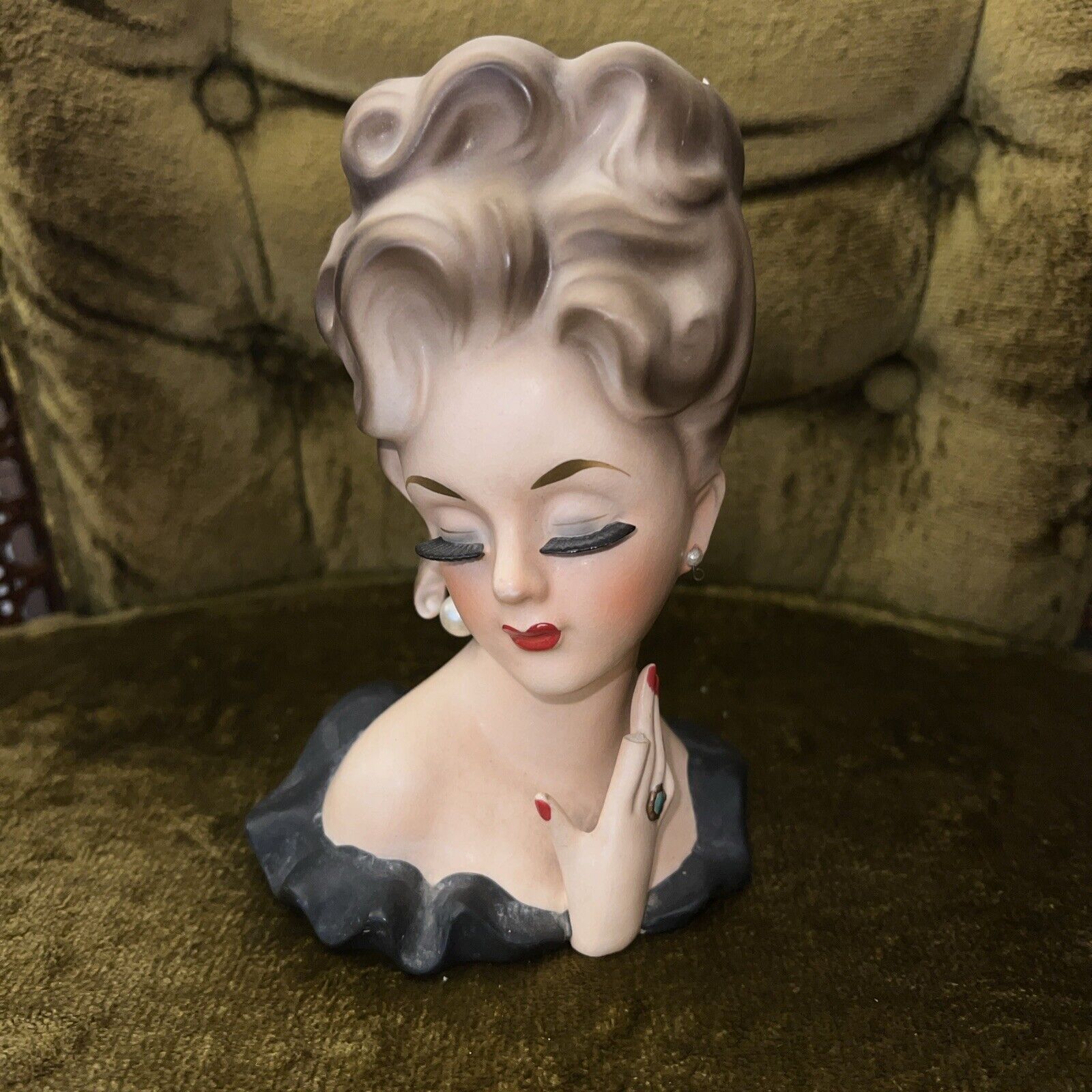 Vintage Ladyhead Vase Inarco E1753 Lady Head - Imperfect