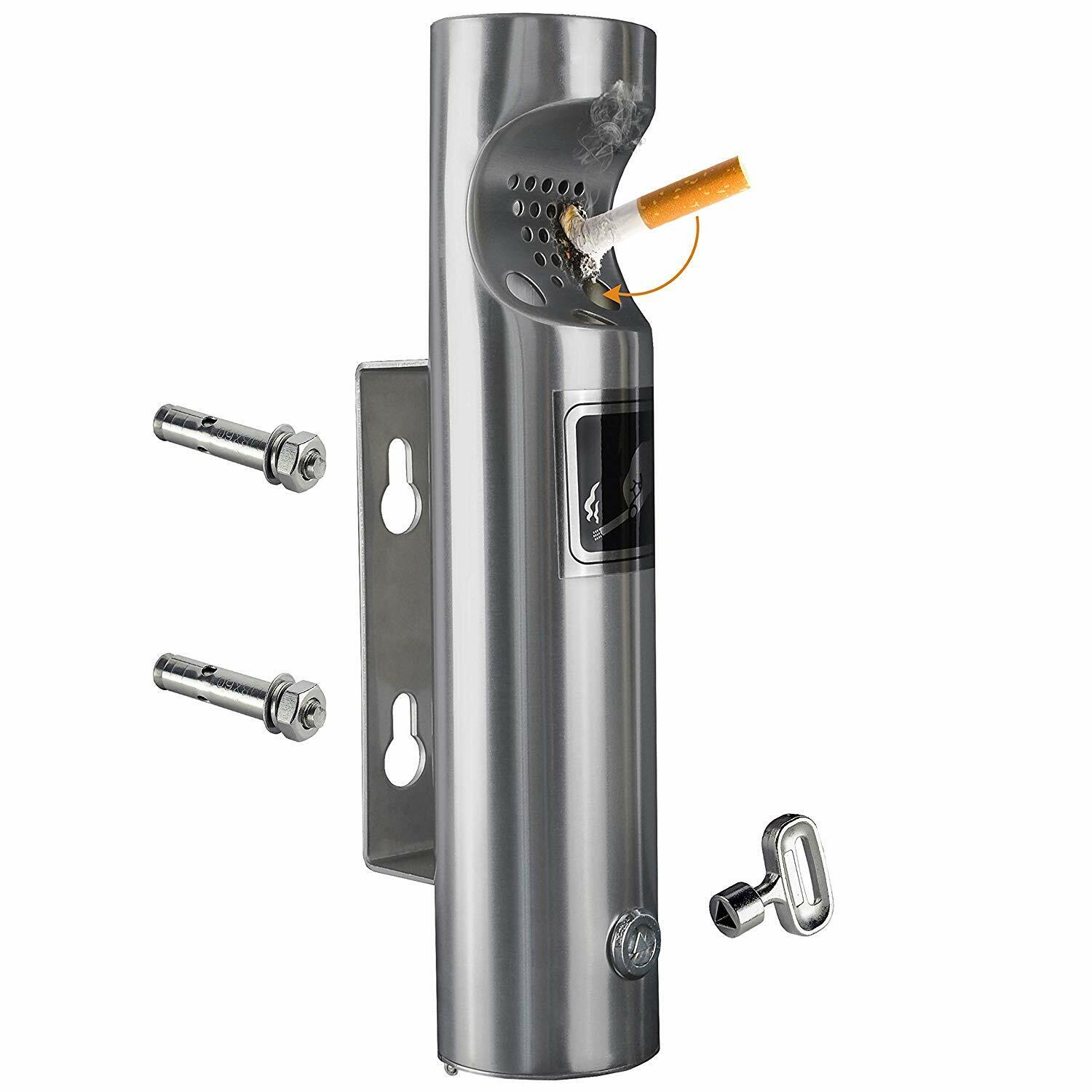 Elitra Wall Mounted Outdoor Stainless Steel Cigarette Butt Receptacle - Silver