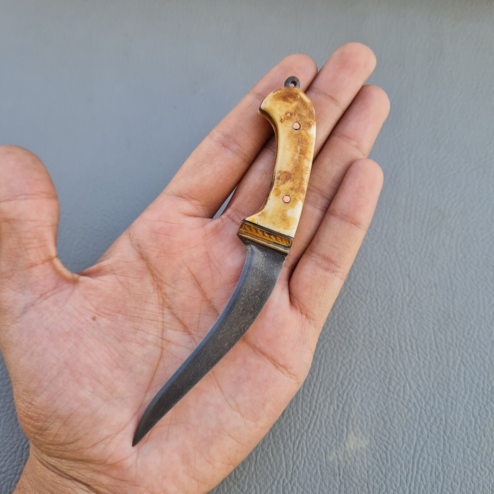 Old Miniature Mughal Sikh wootz Gold damascened fruit cutter Peshkabz Knife