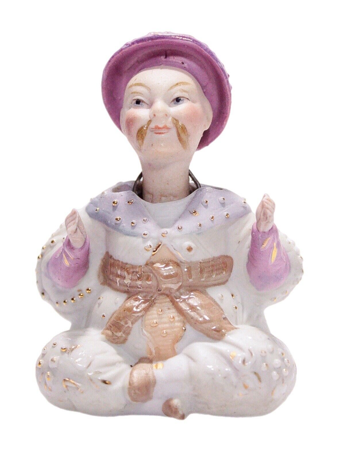 Antique Bisque Hand Painted Nodding Head Seated Japanese Figurine RARE
