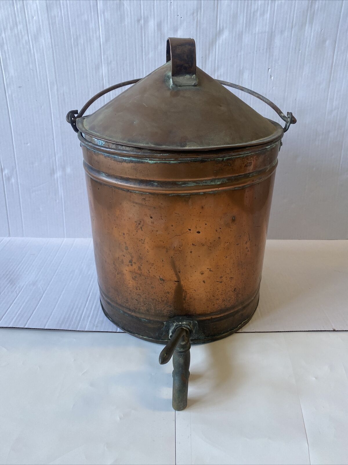 Antique c.1920s Greek large copper Water Cooler Dispenser brass spout