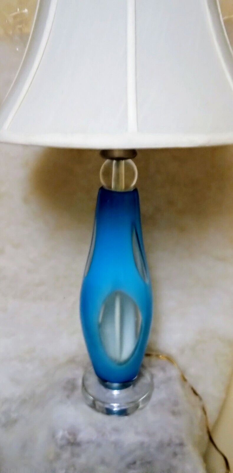 Vintage | MURANO Lamp | MCM | Aqua Blue Hand Blown Cased Glass  | Venetian | MCM