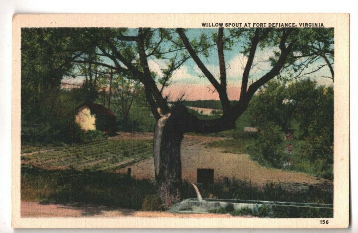 c1940s Linen Postcard Defiance VA Virginia Willow Spout