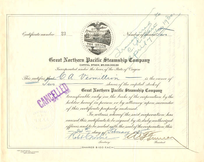 Great Northern Pacific Steamship Co. - Shipping Stocks