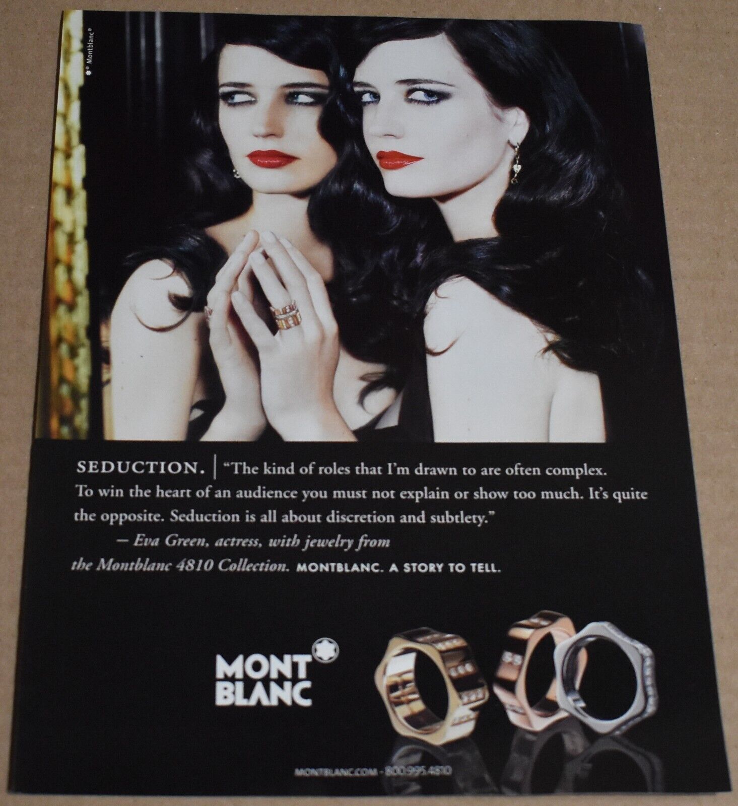 2008 Print Ad Mont Blanc Jewelry Eva Green Actress Seduction Beauty Art pinup