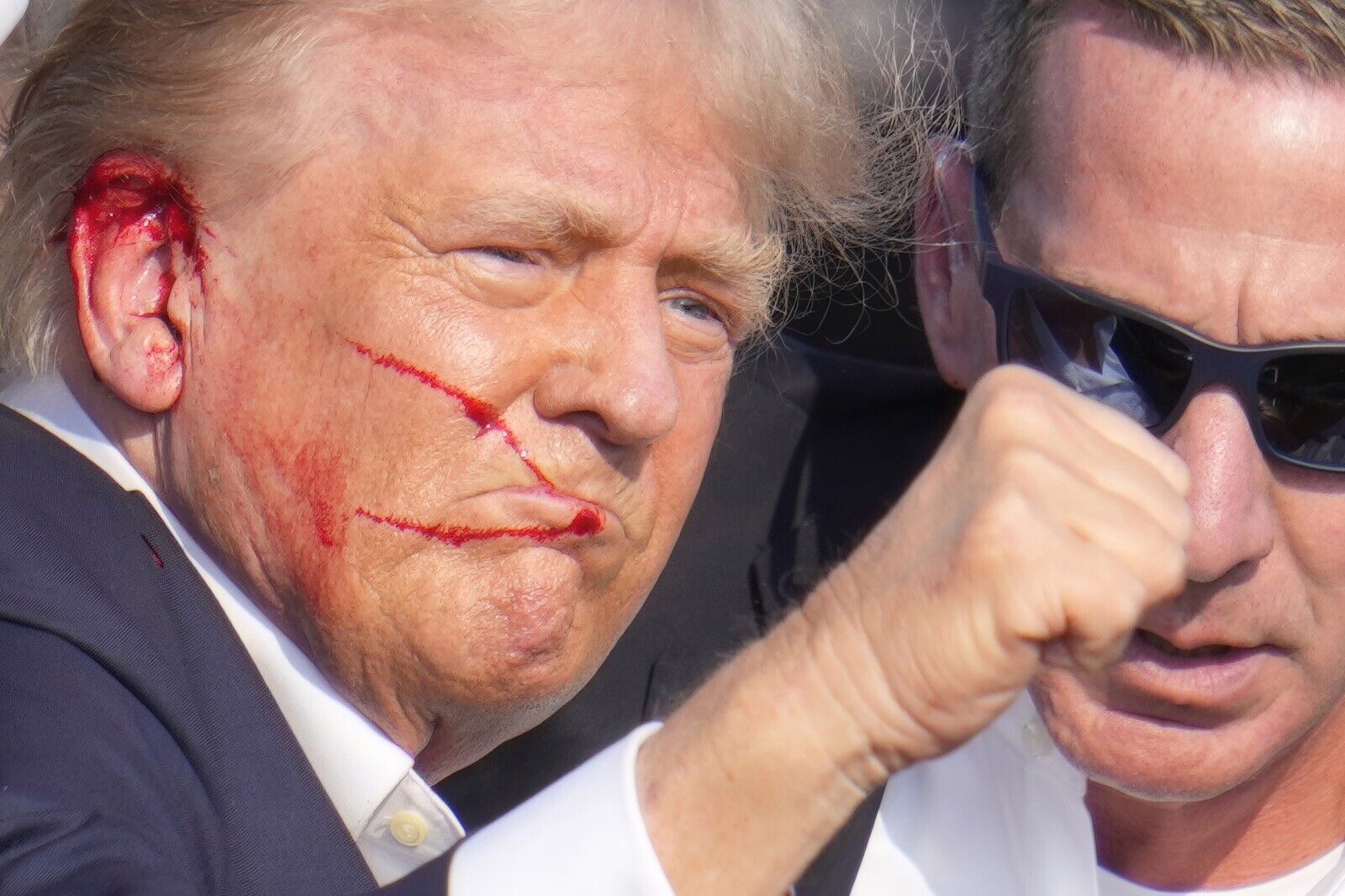TRUMP CLOSE UP AFTER BEING SHOT 8x10 Glossy Printed Photo