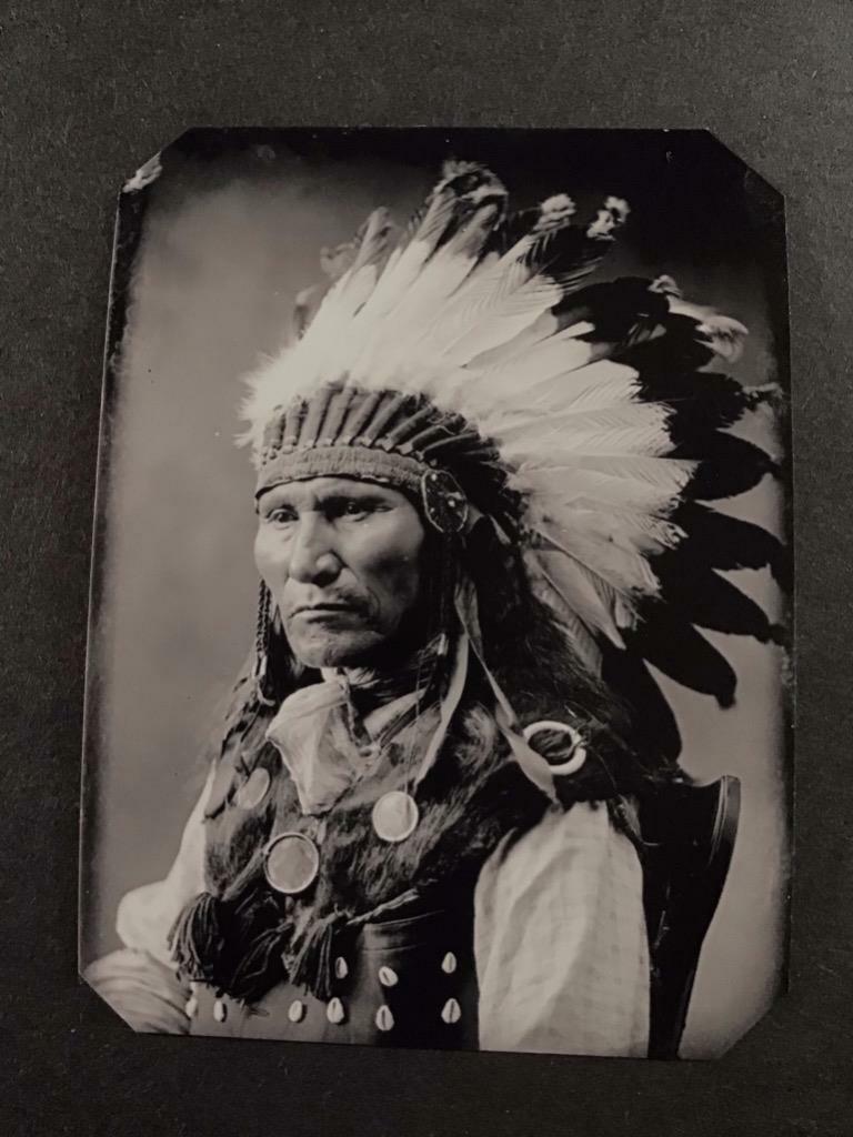 Sixth-Plate Native American Sitting Bull Son Indian Tintype C2437RP
