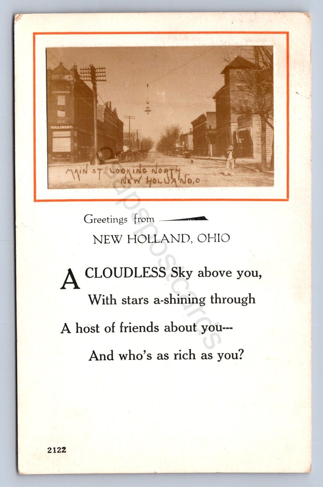 J98/ New Holland Ohio RPPC Postcard c1920 Main Street Stores Poem 383