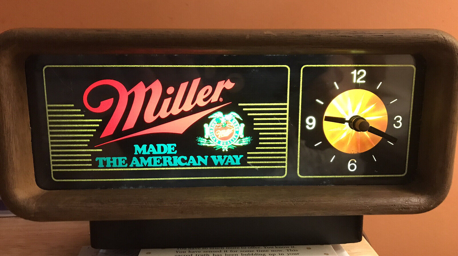 “MOTION SUNBURST CLOCK”   MILLER THE AMERICAN WAY IN PERFECT WORKING CONDITION 