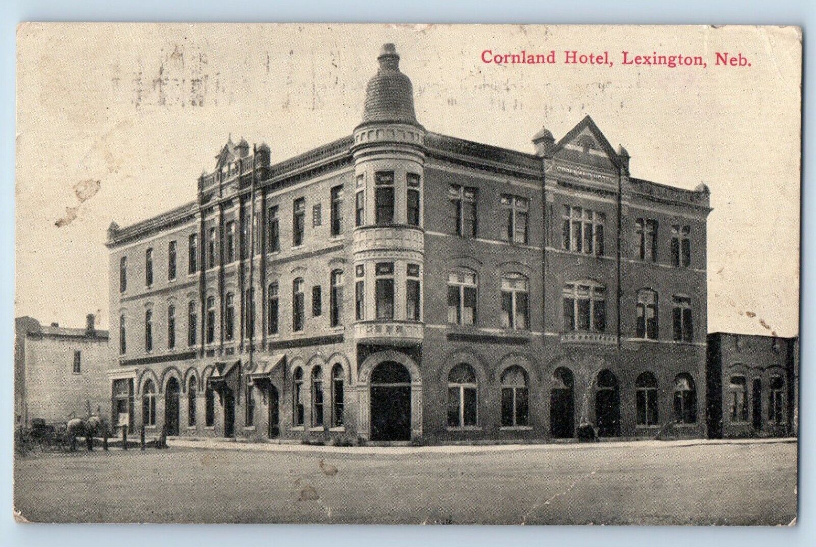 Lexington Nebraska Postcard Cornland Hotel Exterior Building View c1916 Vintage