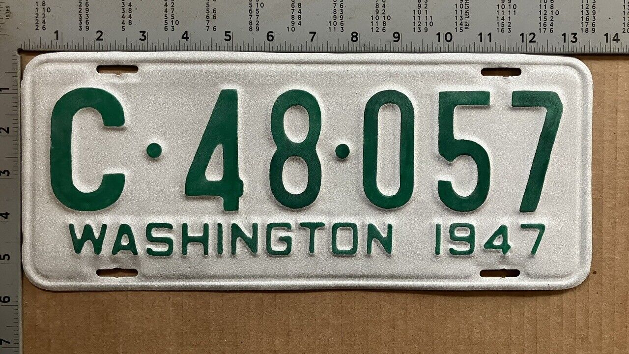 1947 1948 Washington license plate C 48 057 YOM DMV Spokane rustic finish 13265