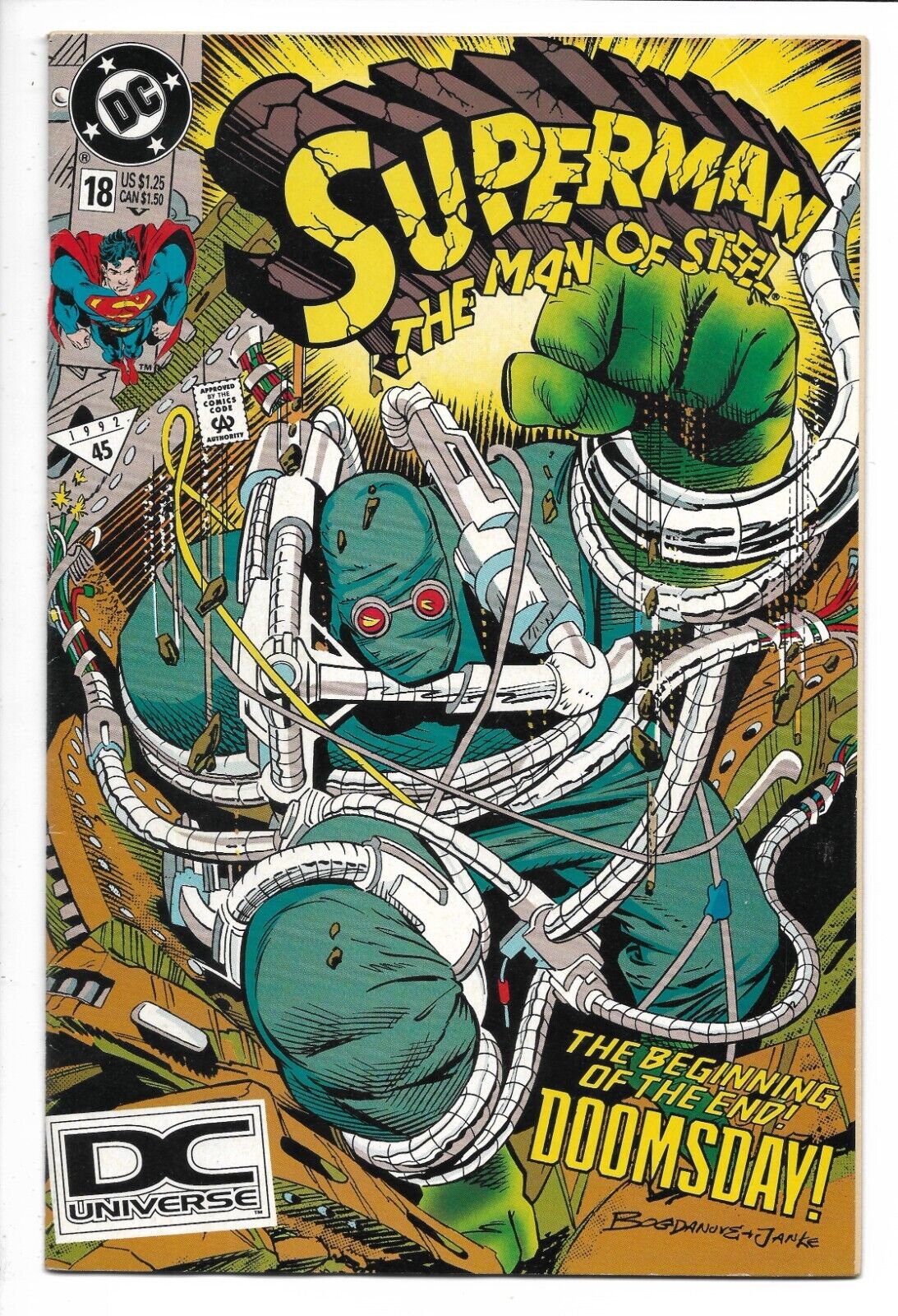 Superman Man of Steel # 18 / 5th Print DCU Logo Variant / 1st Full Doomsday 1992
