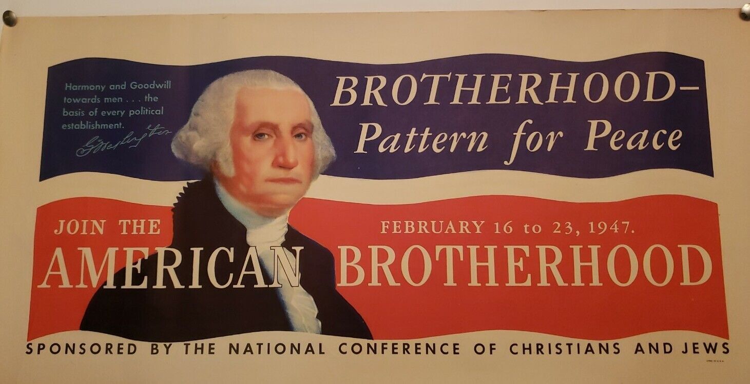 Vintage 1947 Poster National Conference Of Christians And Jews Pattern For Peace