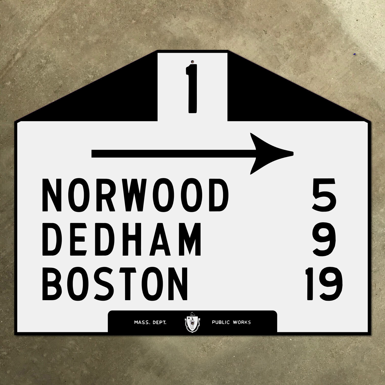 Norwood Dedham Boston Massachusetts US highway 1 marker road sign 1930 14x11