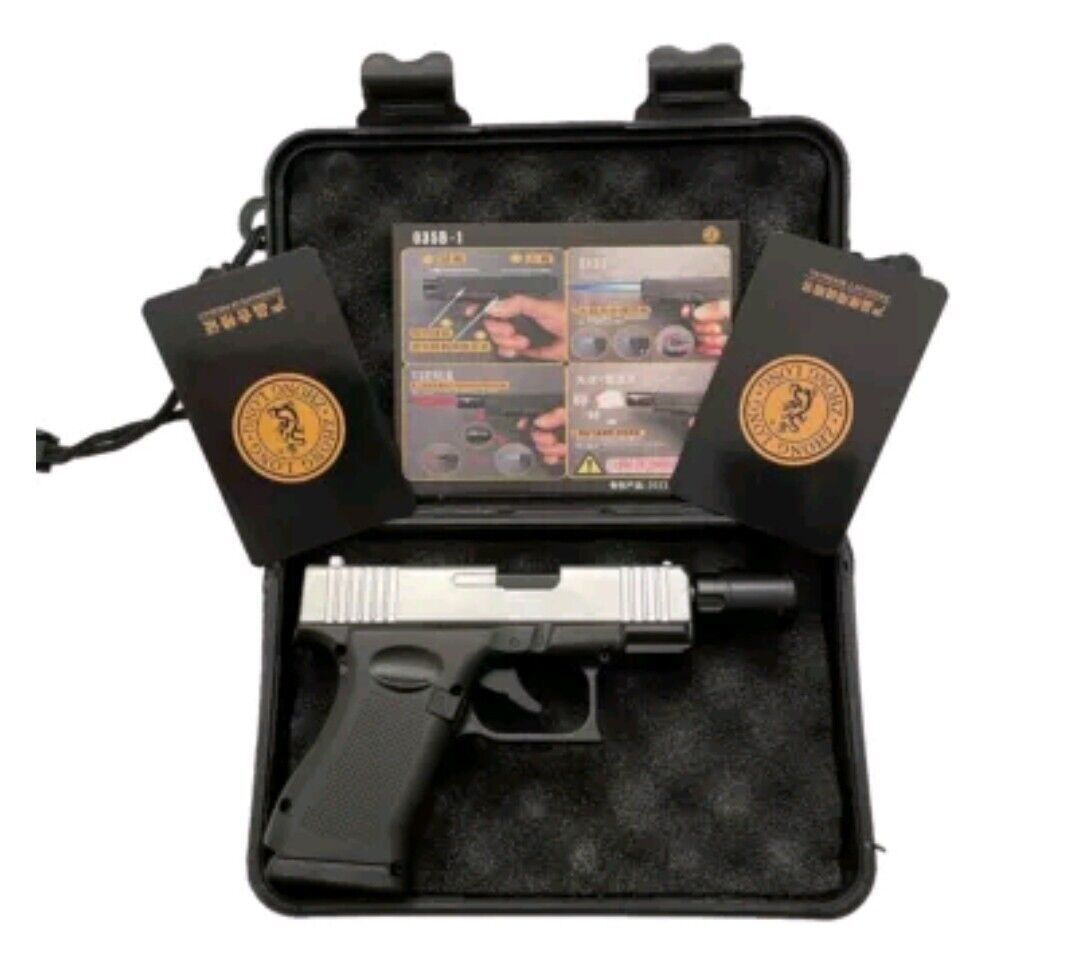 Pistol Shaped Gun Lighter METAL W/ Case & Barrel Attachment Christmas Gift