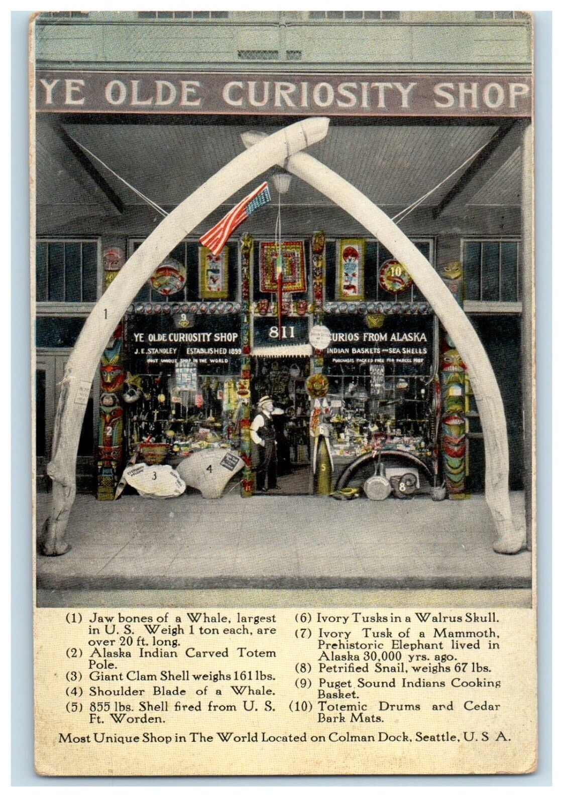 c1930\'s Ye Old Curiosity Shop Colman Dock Seattle U.S.A. Vintage Postcard