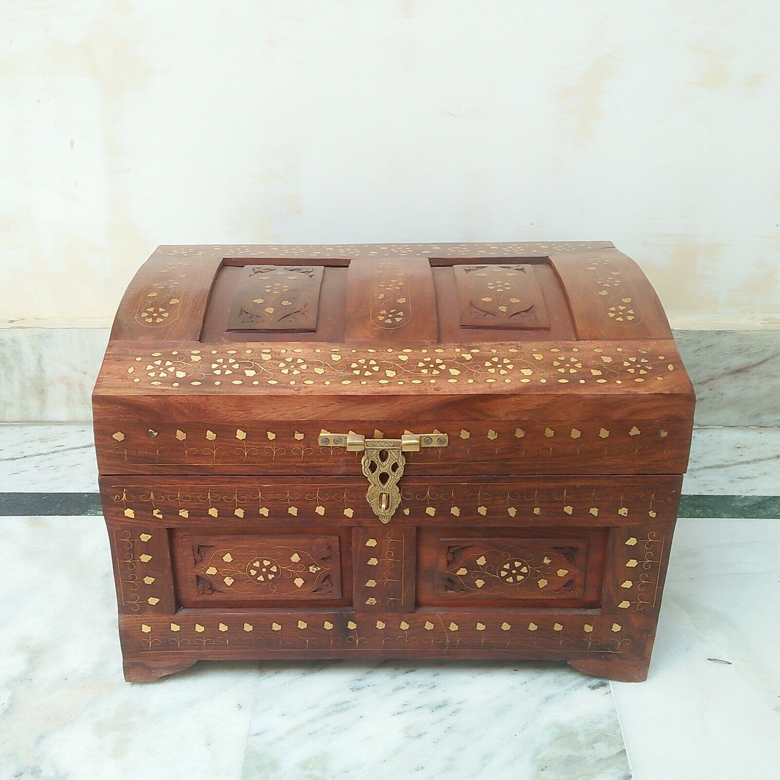 Wooden Chest Box Treasure Pirate Collectible Home Decorative