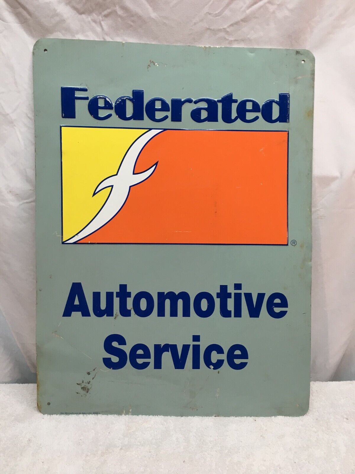 Vintage Federated Automotive Parts Service Garage Shop Metal Sign 17.5 x 23.5in