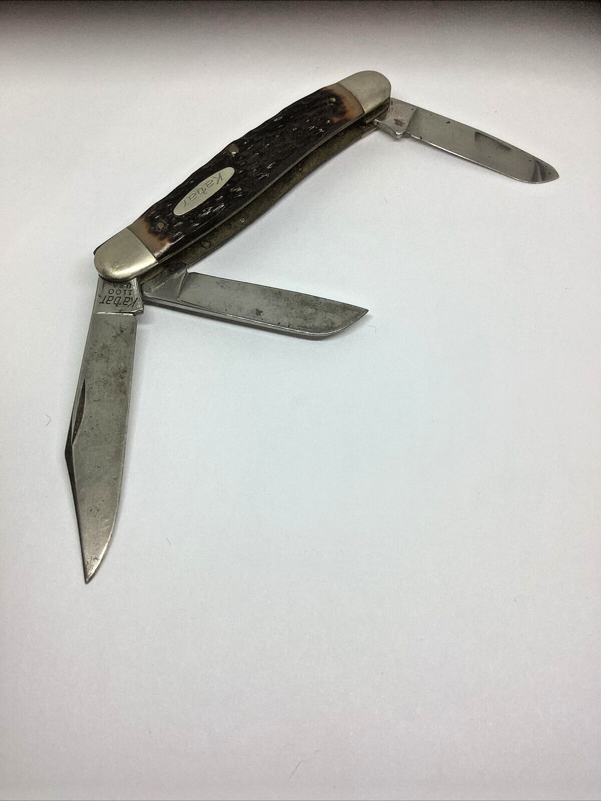 VINTAGE KABAR MADE IN USA JIGGED DELRIN STOCKMAN KNIFE 1100 USA