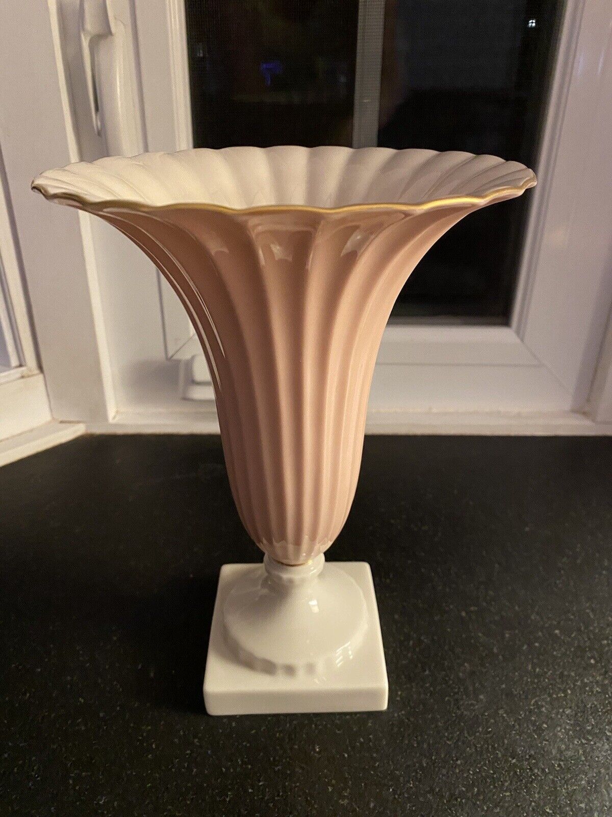 Lenox Pink Fluted Pedestal Vase