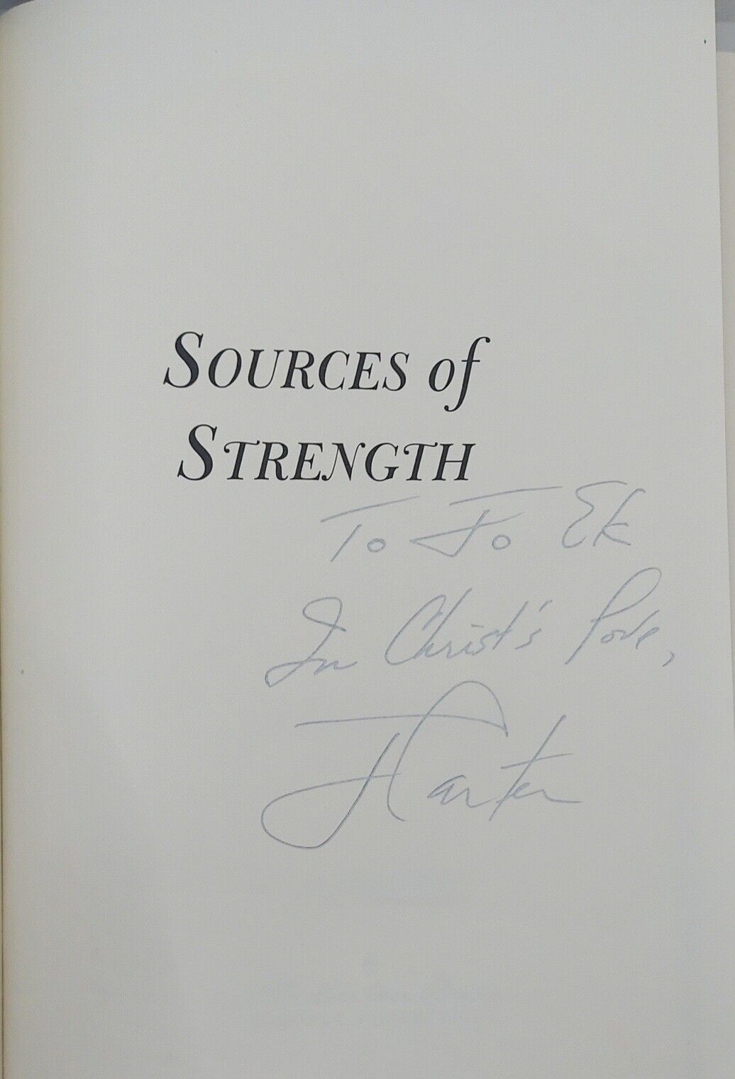 Jimmy Carter Sources Of Strength Easton Press Signed Book W/ Lovely Inscription