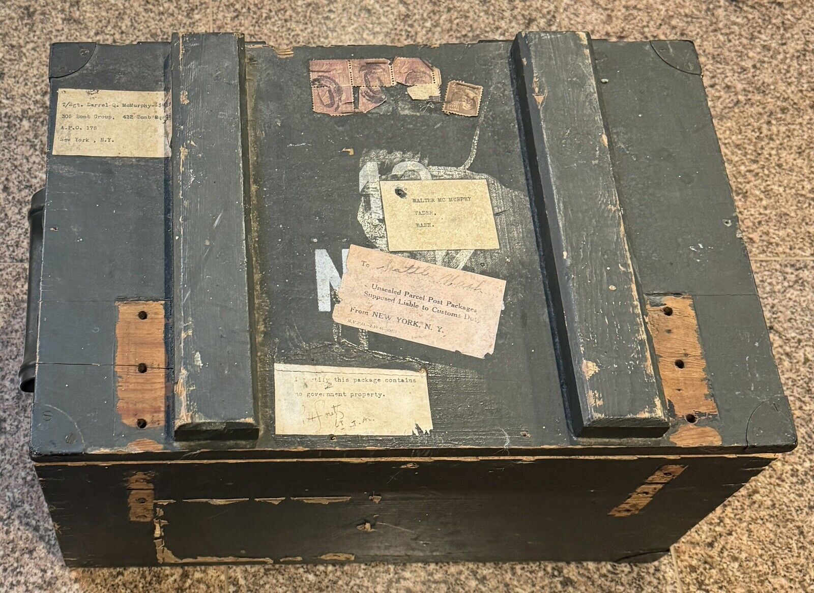 VTG World War 2 WWII US Wooden Shipping Box? 305th Bomb Group 422 Bomb Squadron