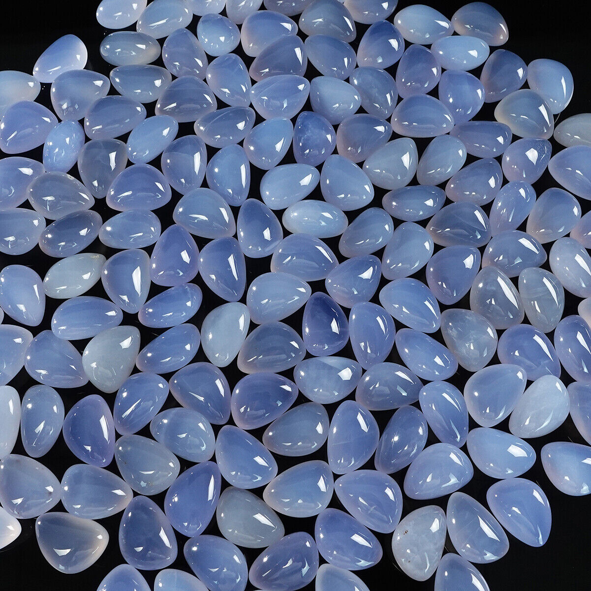 10PCS Teardrop Natural Crystal Blue Chalcedony Reiki Healing DIY Craft 5PCS