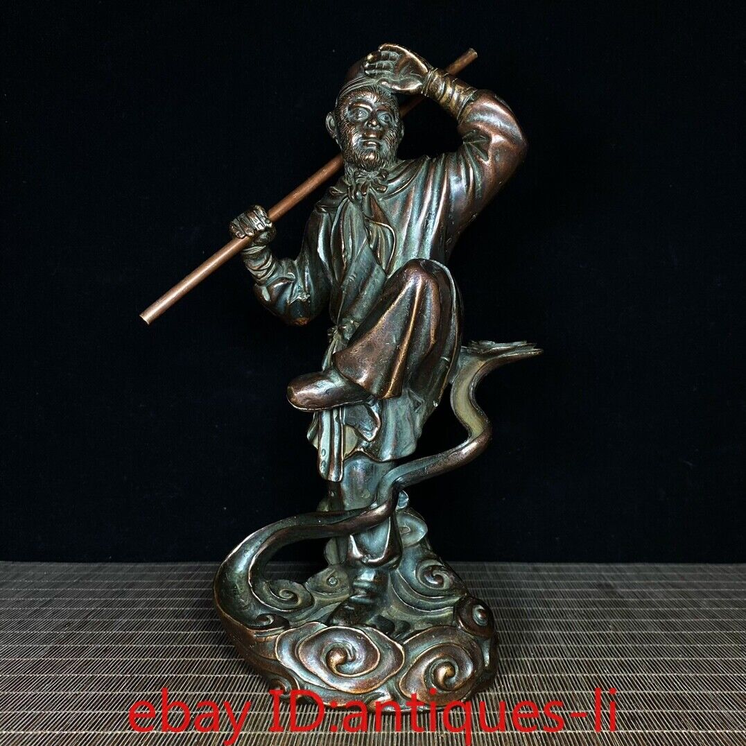 Chinese Antique Pure Copper Sun Wukong Qi Tian Da Sheng Statue