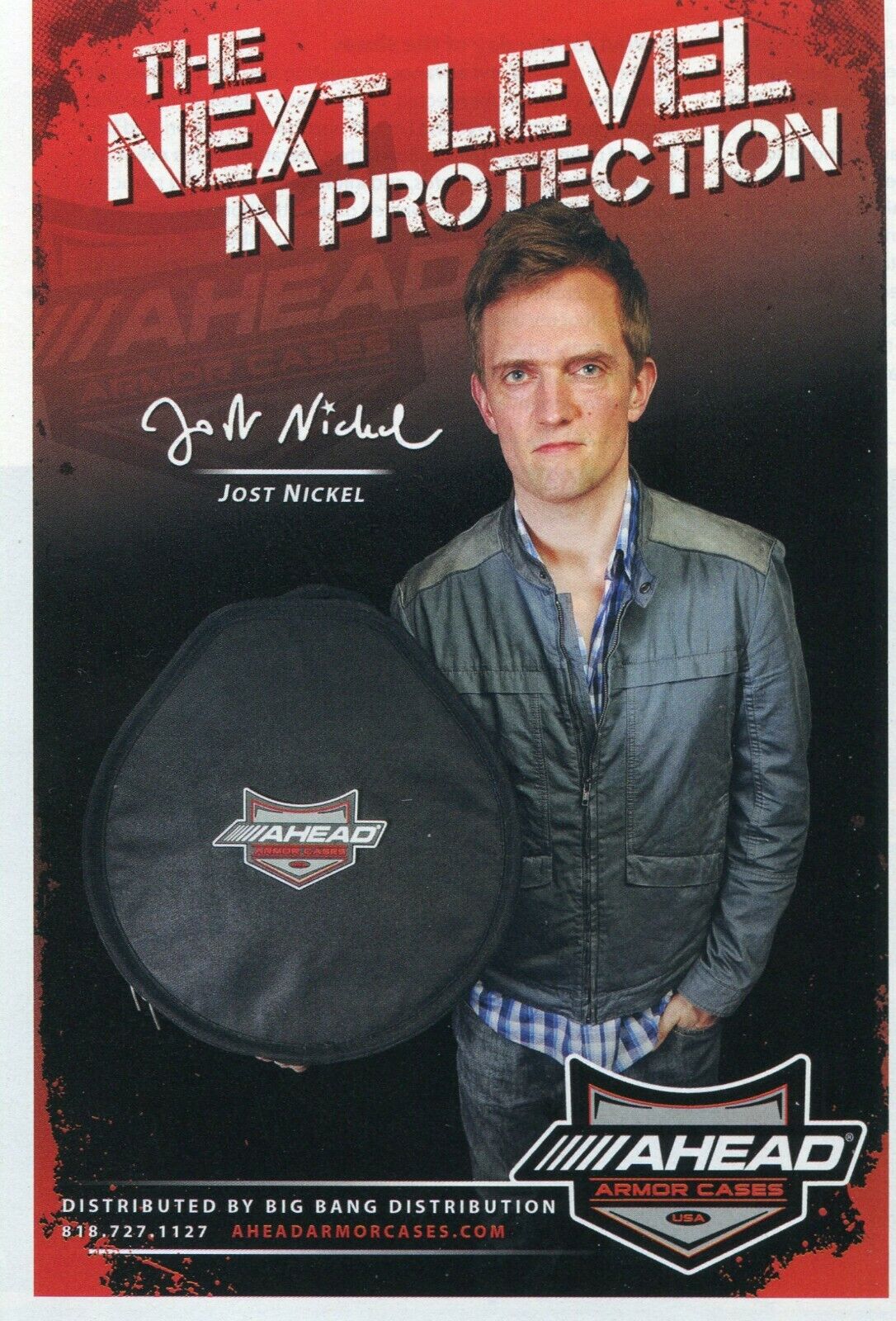2016 small Print Ad of Ahead Armor Drum Cases w Jost Nickel