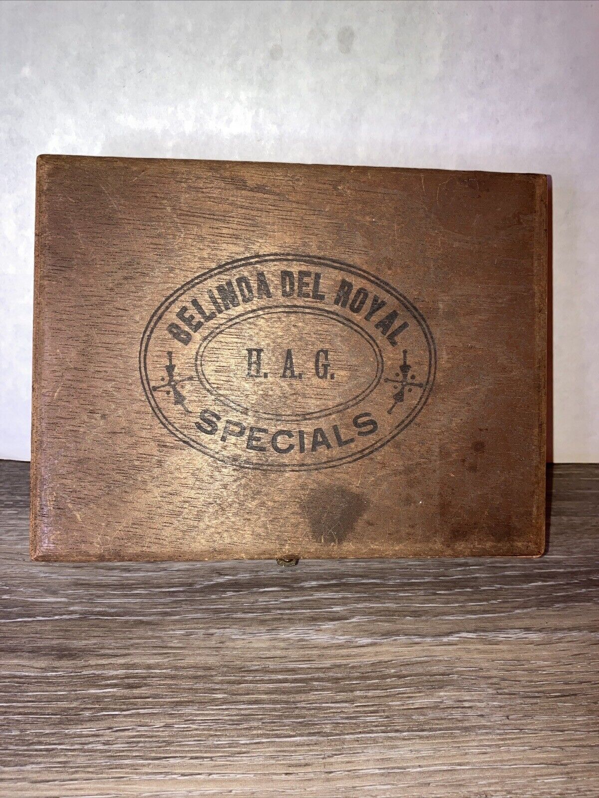 Vintage Belinda Del Royale Specials H. A. G. Wood Cigar Box - Empty