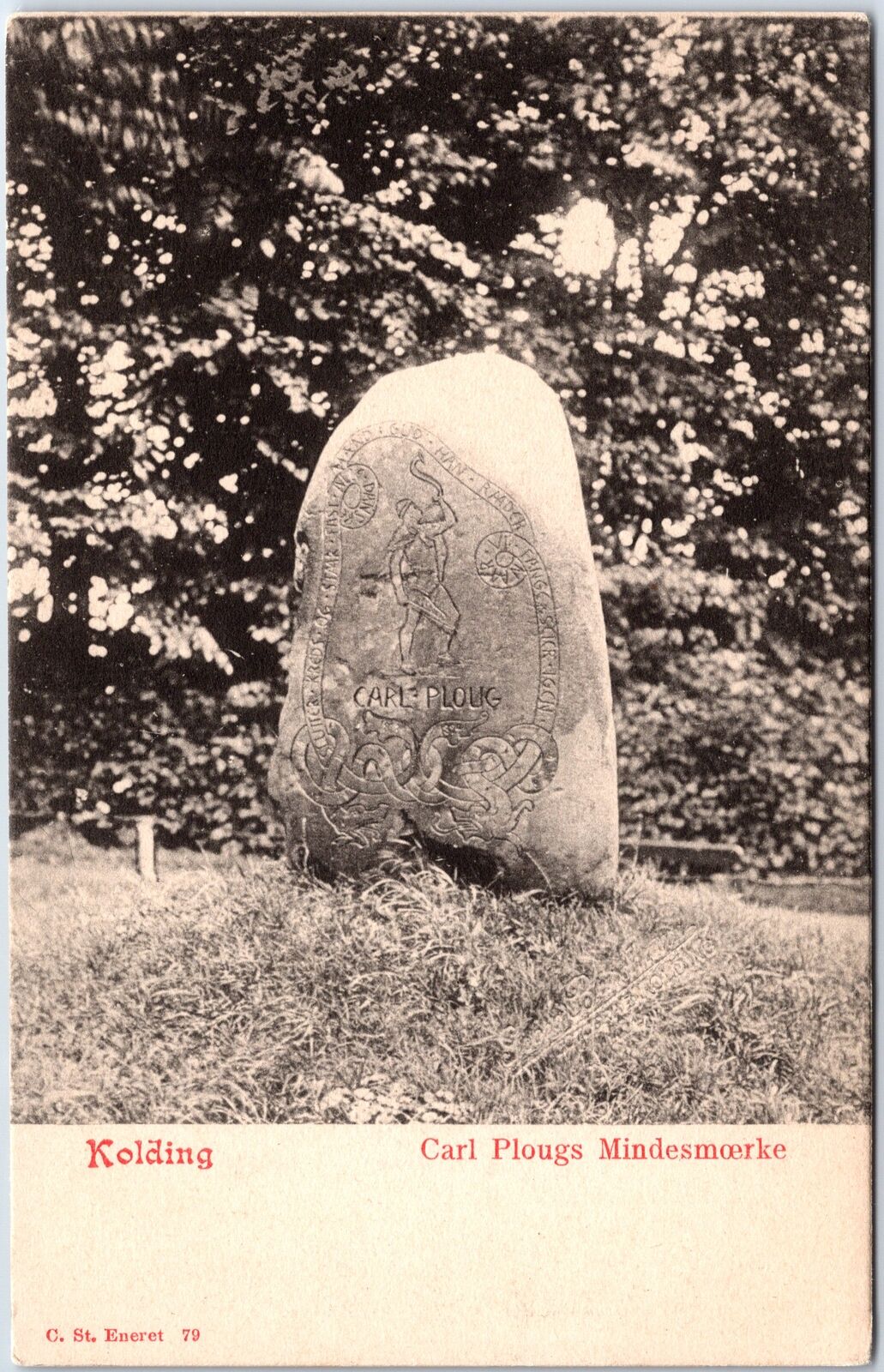 VINTAGE POSTCARD CARL PLOUG MONUMENT AT KOLDING DENMARK UDB c. 1900