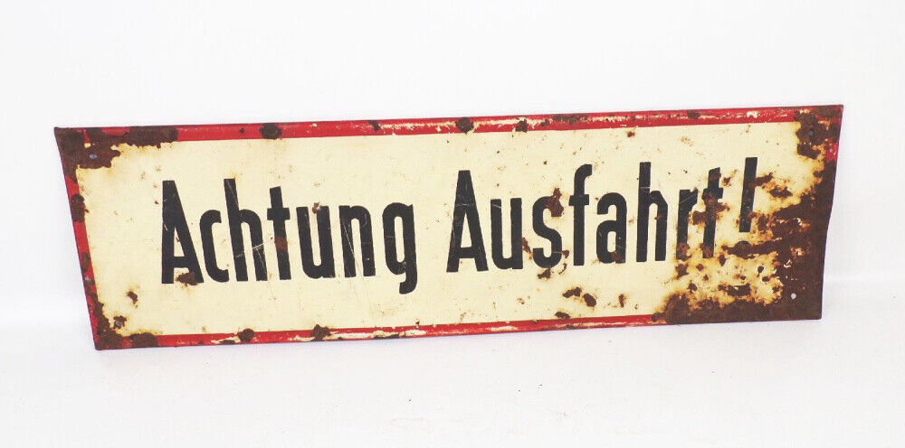 Old Tin Sign Attention Ausfahrt Classic Car Garage Workshop Home Shield