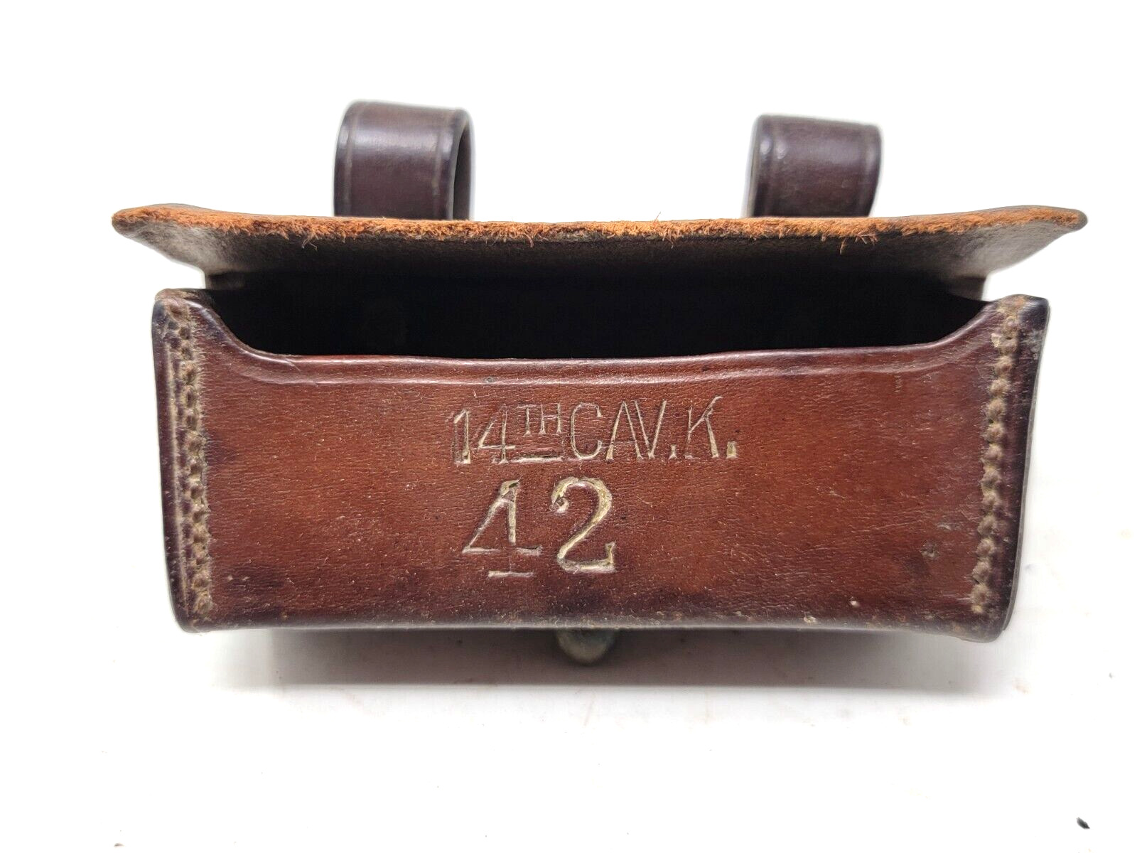 Span Am War US Pattern Rock Island 1905 Leather Cartridge Box 14th Cavalry 42.