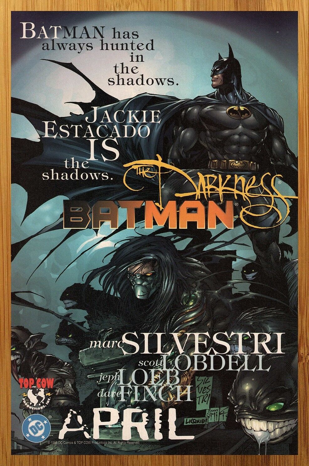 1999 The Darkness Batman Print Ad/Poster Marc Silvestri Comic Book Promo Art 90s