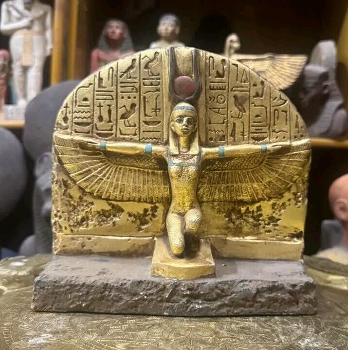 RARE ANCIENT EGYPTIAN ANTIQUITIES Golden Statue for Goddess Isis With Open Wings