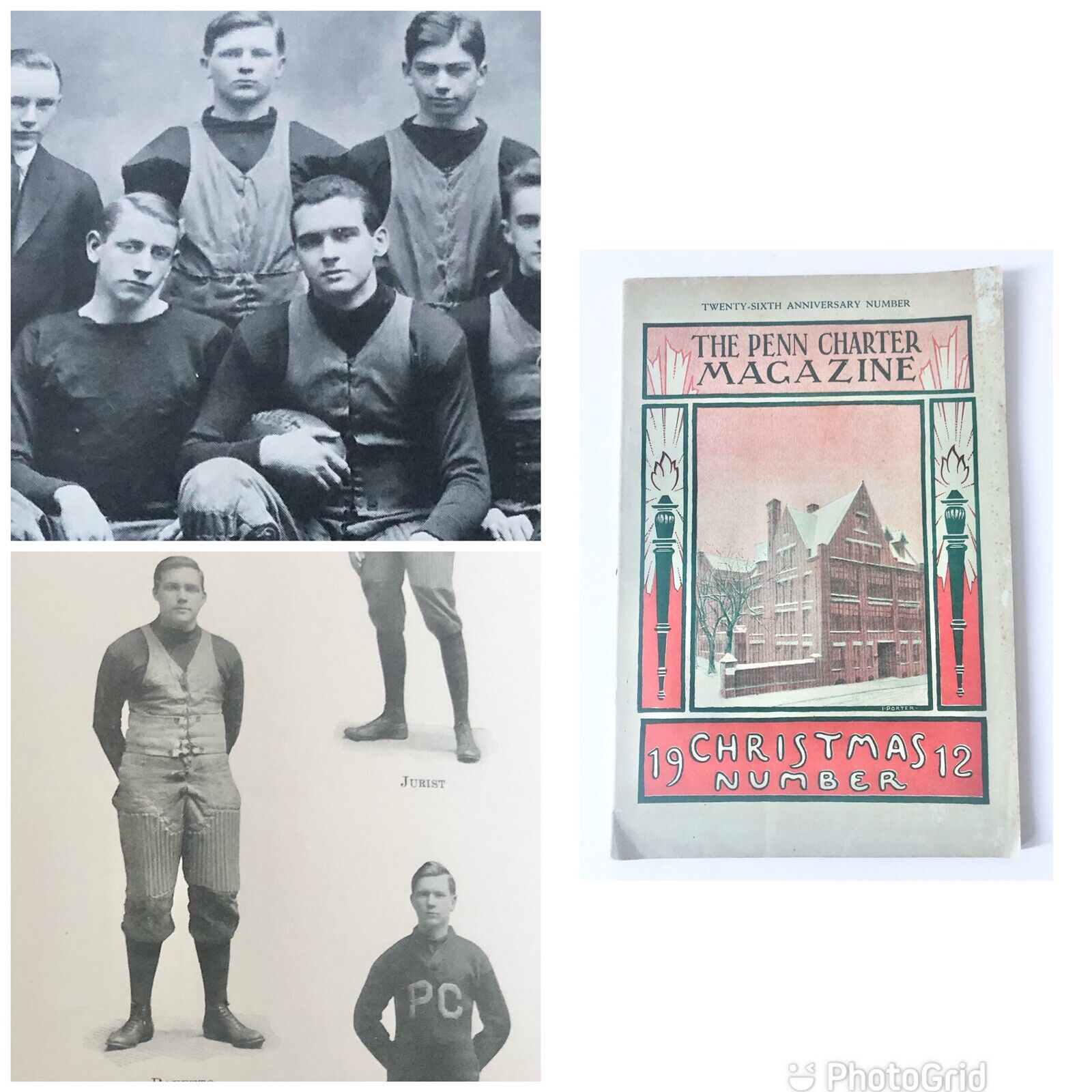Antique 1919 Penn Charter Magazine CHRISTMAS Football Photo Ads Harley Overland