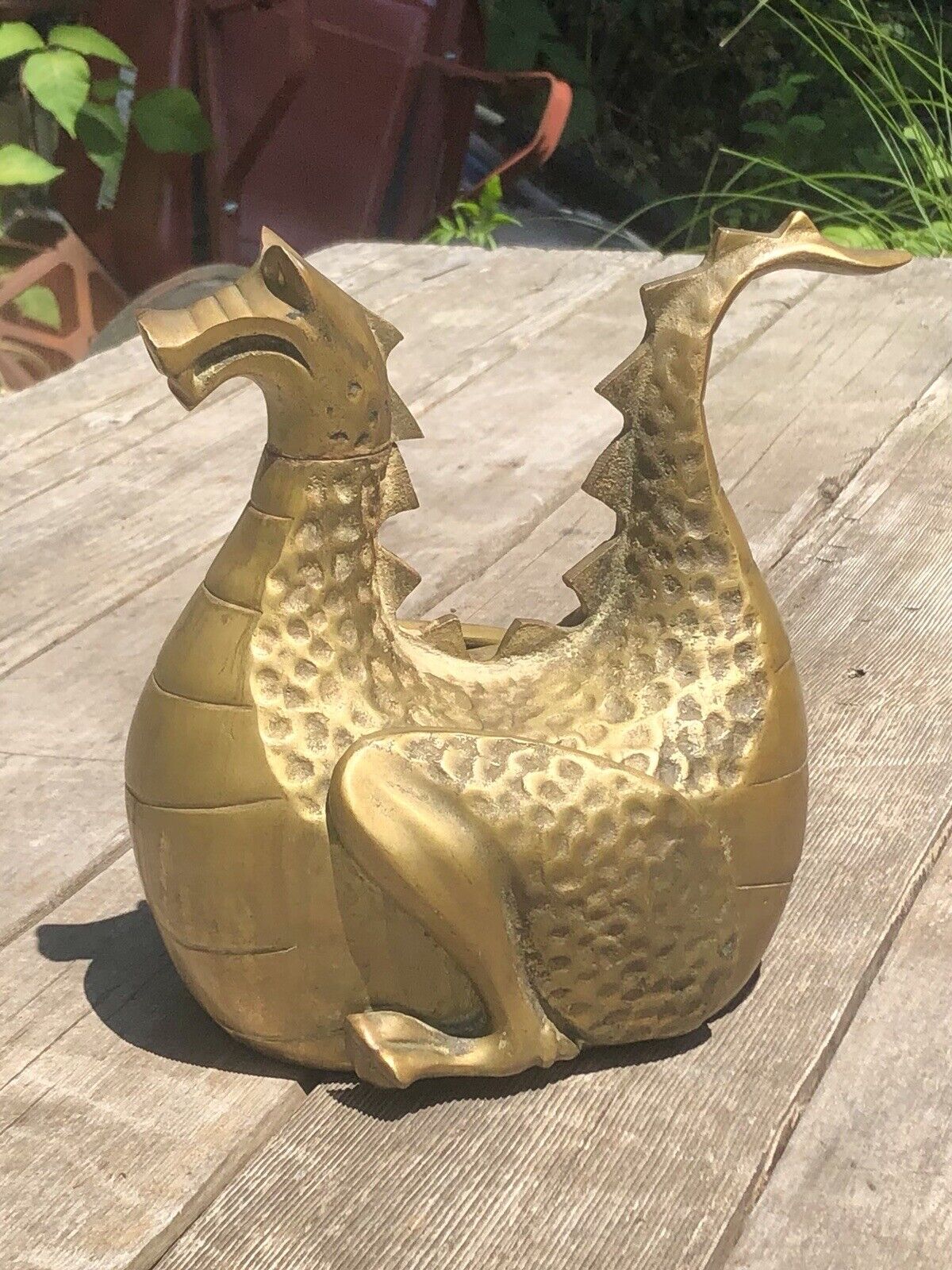 Heavy Vintage Brass Dragon Wood Stove Humidifier—1982—Gates General Corp.