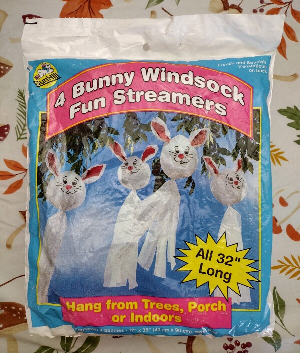 Vintage Sun Hill 4 Easter Bunny Windsock Fun Streamers 1996 Easter Decorations