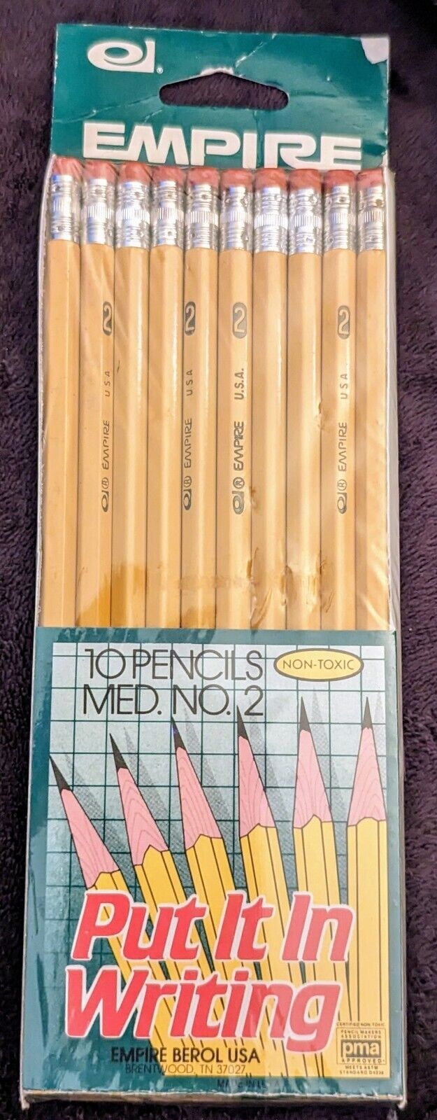 Vtg Empire Berol Pencils 10 Pack No 2 #2 Medium Wood Brentwood TN USA NEW NOS✏️