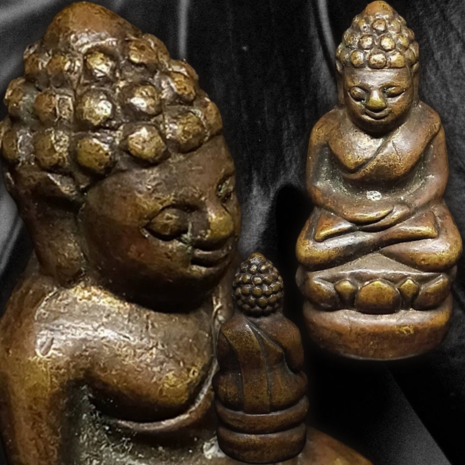 Antique Bronze Buddha Figures Statue Charm Magic Energy Vintage Lucky Gift Love