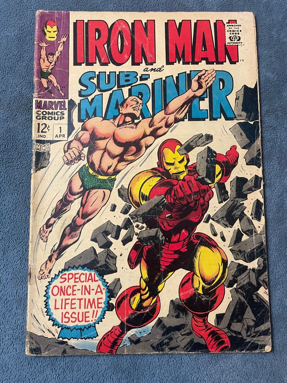 Iron Man and Sub-Mariner #1 1968 Marvel Comic Book Gene Colan Cover Low Grade