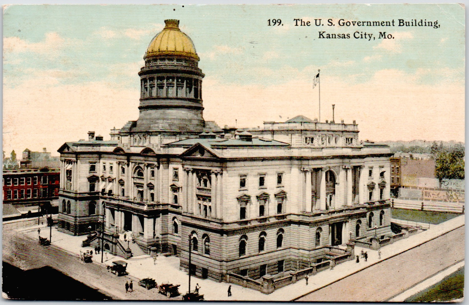 Kansas City Missouri USA Government Building 1911 DB VTG Postcard Fancy Cancel