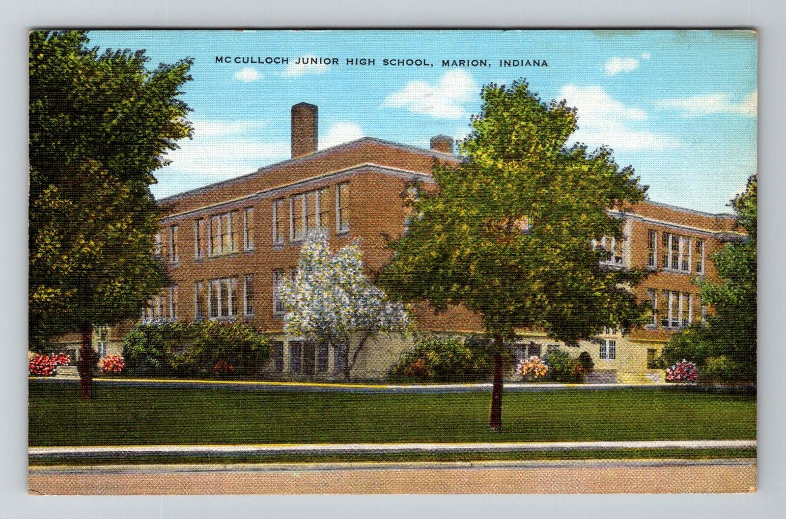 Marion, IN-Indiana, McCulloch Junior High School c1946 Antique, Vintage Postcard