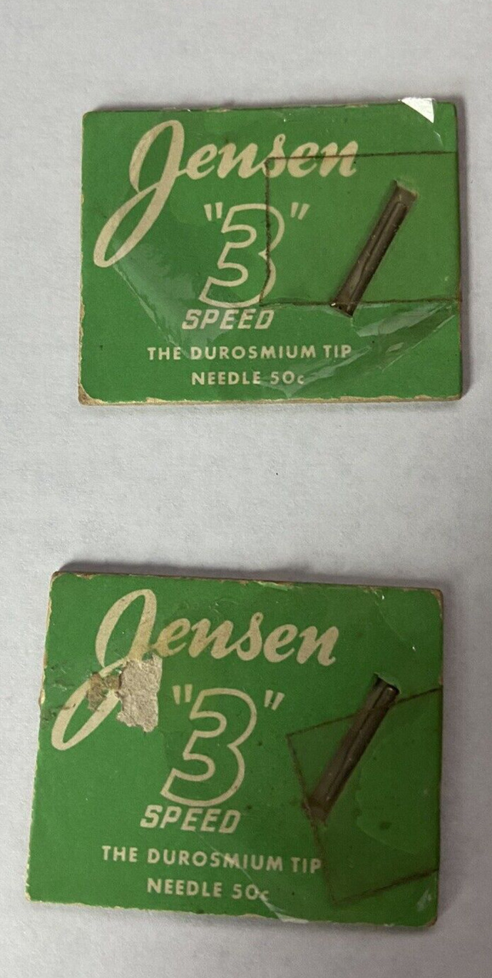 2x jensen long life osmium tip phonograph stylus needles  3-speed 33 45 78 NOS