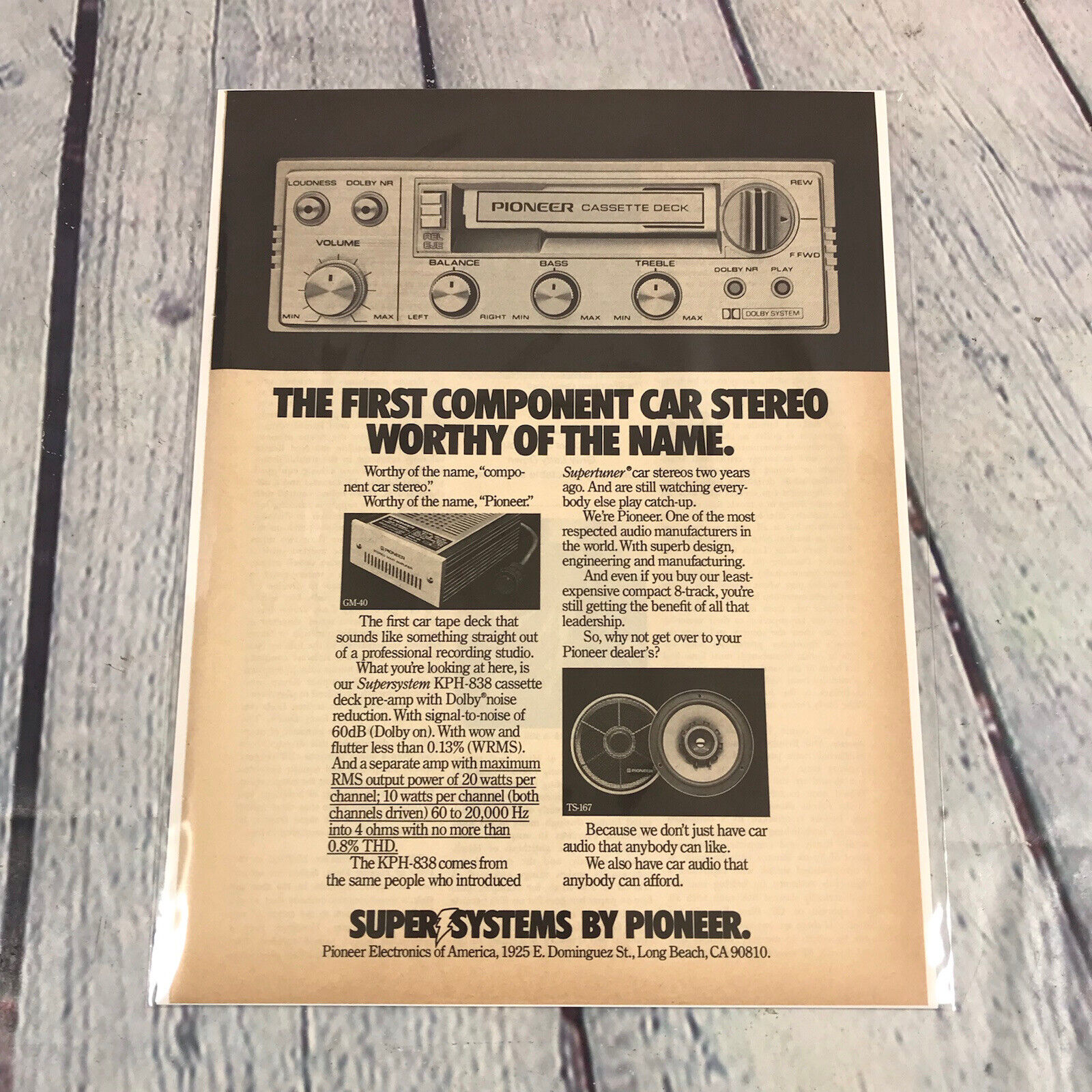 Vintage 1978 Pioneer Car Cassette Deck Genuine Magazine Advertisement Print Ad