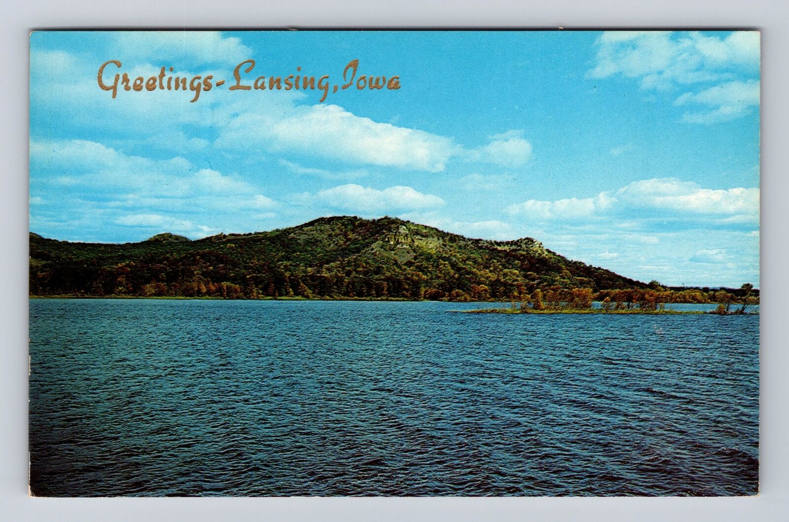 Lansing IA-Iowa, Panoramic View Mississippi River, Antique Vintage Postcard