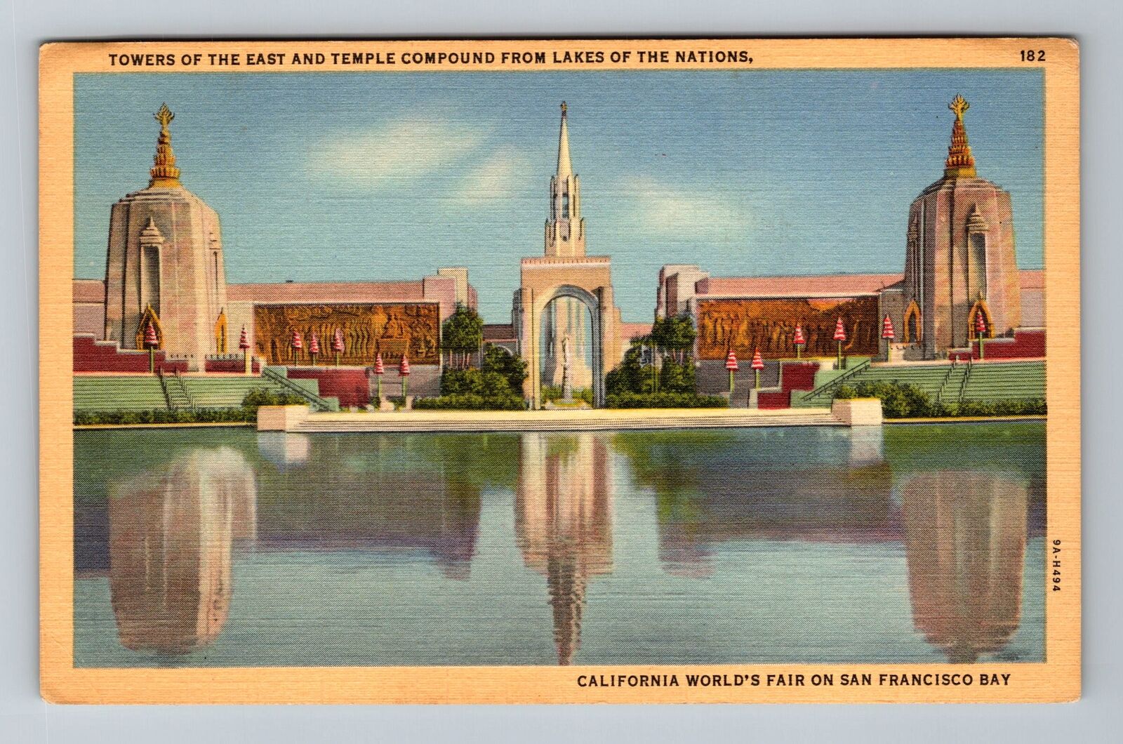 San Francisco Bay CA-California Bldgs. Across Lakes Nations 1940 Old Postcard