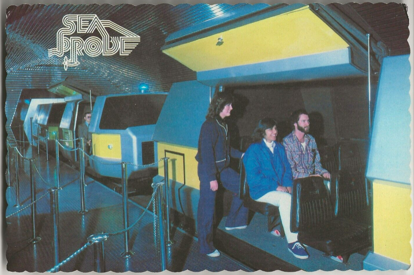 Sea Probe Queen Mary c1976 1ST U.S. simulated ride Vintage Postcard A12 RARE
