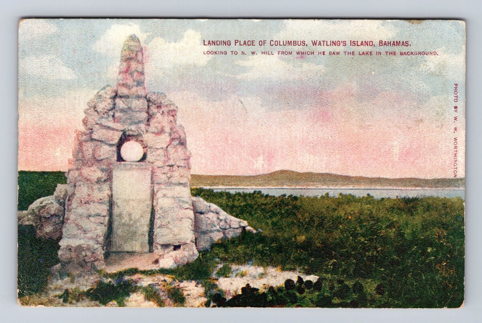 Watling\'s Island-Bahamas, Landing Place Of Columbus, Antique, Vintage Postcard