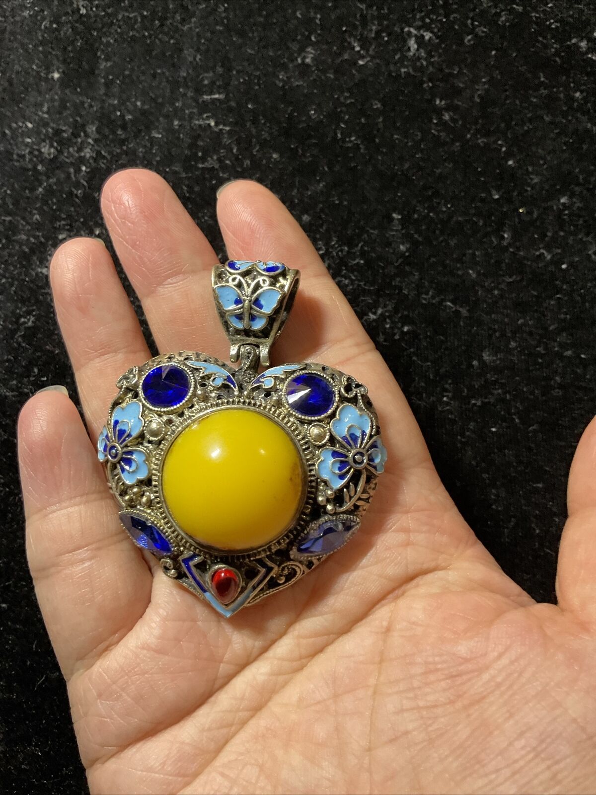 Wonderful Silver Stunning amber Unique Antique Pendant
